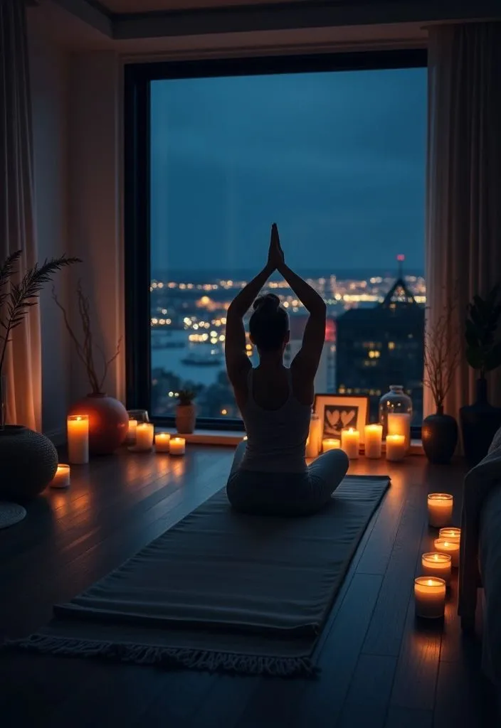 Dimly lit bedroom with soft textiles